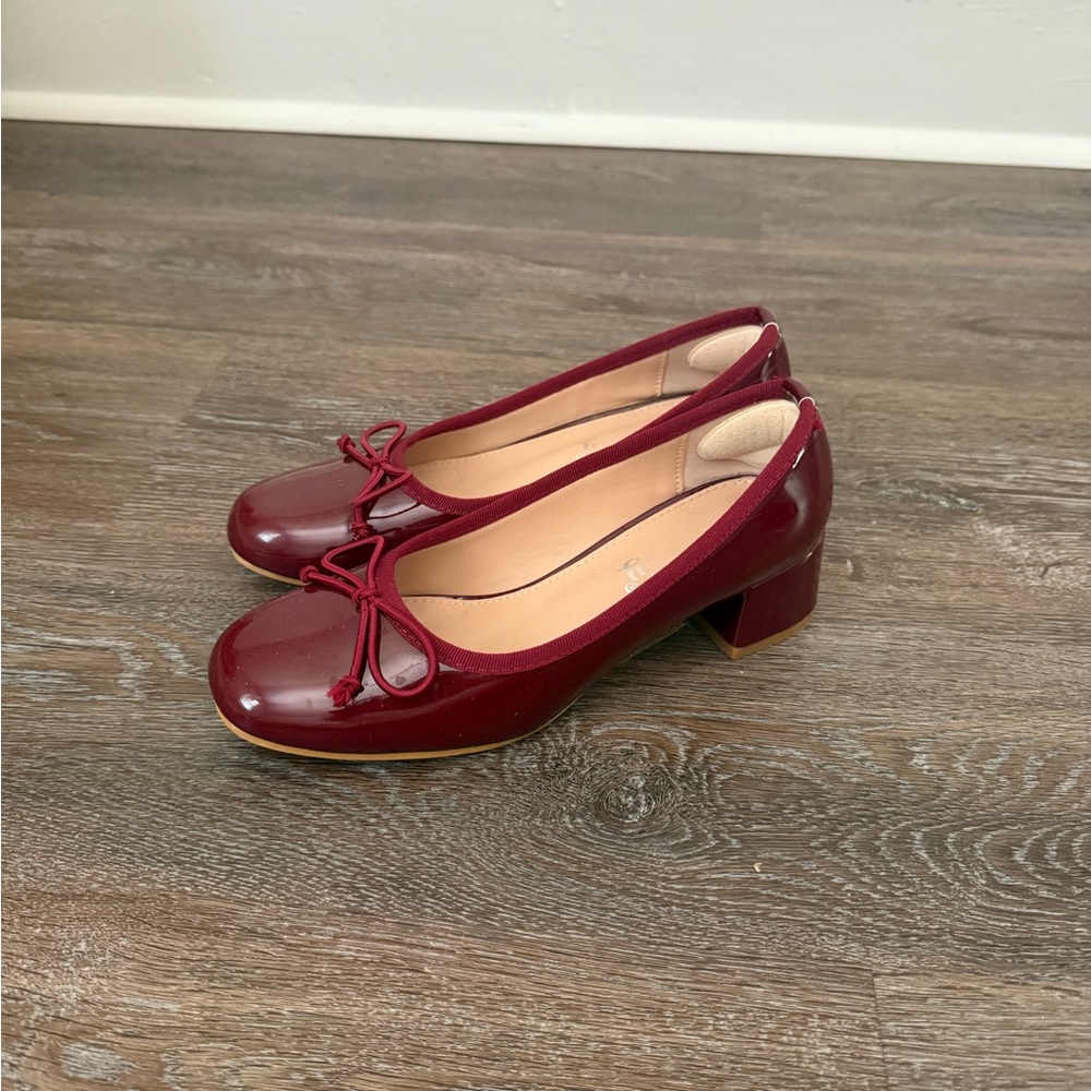 Burgundy Heeled Ballet Flats